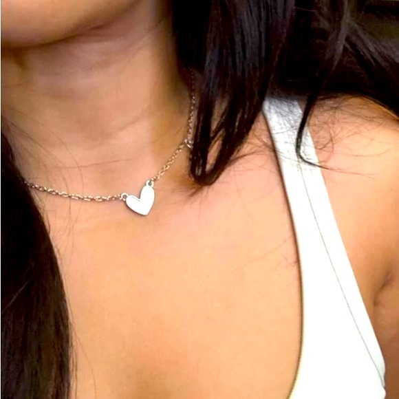 Ultra Dainty Delicate Valentine Enamel Hearts Necklace White & Gold - Picture 8 of 10